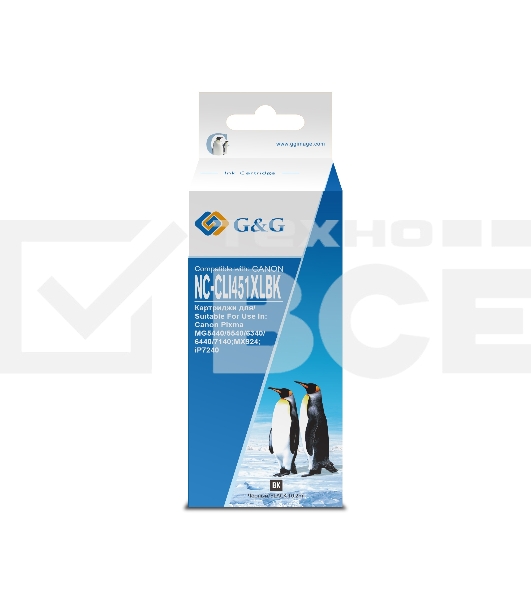 Картридж струйный G&G NC-CLI451XLBK (CLI-451XL Bk) черный (10.2 мл) для Canon MG6340/5440/IP7240