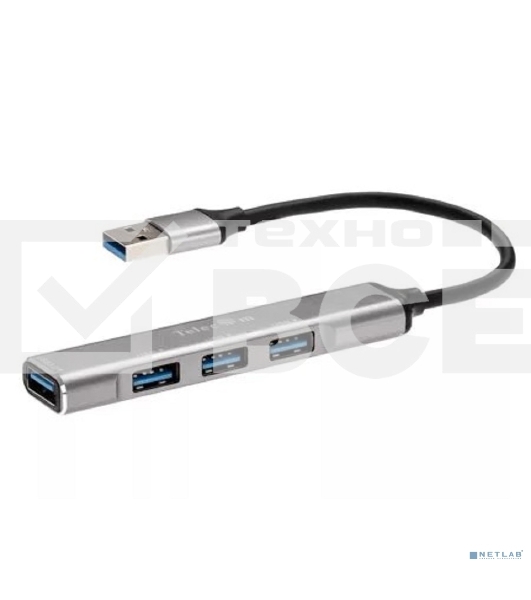Переходник USB 3.0 -->USB3.0+3 USB2.0, Aluminum Shell, 0.2м Telecom <TA308U>