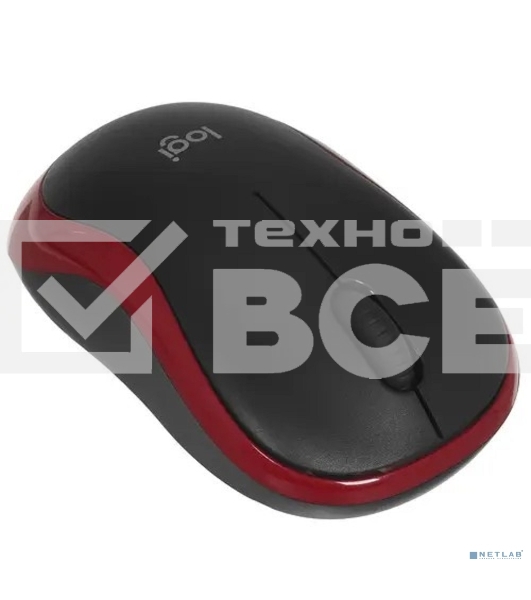 Мышь беспроводная Logitech M185, красный, 1000 dpi, радиоканал, USB, кнопки - 3