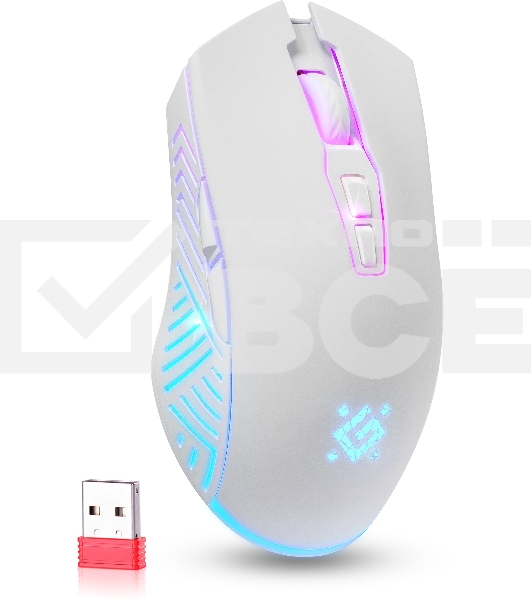 Мышь беспроводная Defender Pandora GM-502 белый, 3200 dpi, радиоканал, USB, кнопки - 7