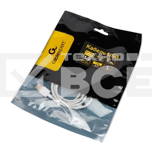 Кабель USB2.0 Cablexpert CC-USB2-AMCM-66W-1M-W, AM/Type-C, 6A, 66Вт, QC3.0, 1м, медь, белый, пакет
