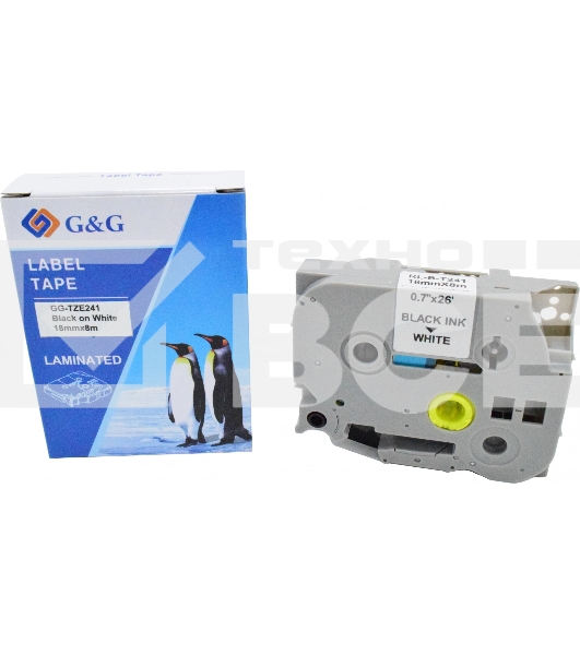 Картридж ленточный G&G GG-TZE241 черный на белом 18x8 для Brother 1230/1280/1280VP/2700VP