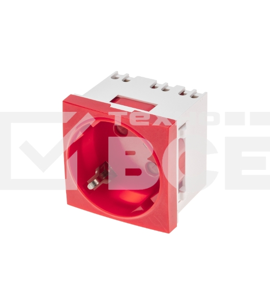 Розетка электрическая Rexant 45x45, CEE 7/4, 2K+3, 16A, красная