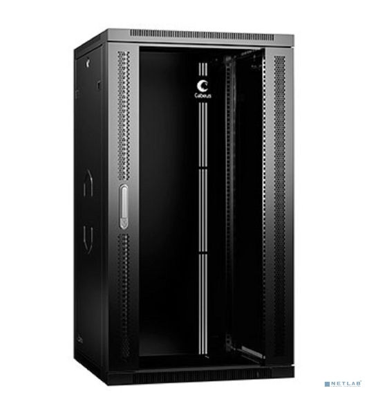Шкаф телекоммуникационный настенный Cabeus SH-05F, 19', 22U, 1082х600х600 мм (ВхШхГ), дверь: стекло, разборный, черный