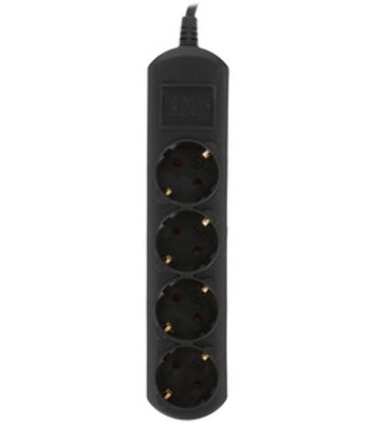 Удлинитель PC 1,5 м, 4 р, без выкл., 16А черный PC-2B-1,5M