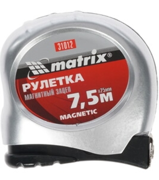 Рулетка Matrix Magnetic, 7,5 м х 25 мм, магнитный зацеп