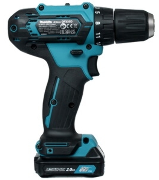 Дрель-шуруповерт Makita DF333DWAE, 12 В, 2 Ач, 30 Нм, щеточный
