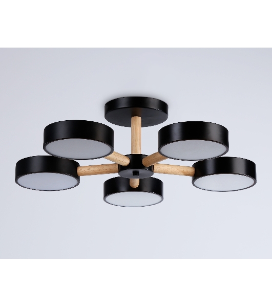 Светильник Ambrella light FL4828/5 BK черный 3000K-6400K 65W D580*160 (ПДУ ИК)
