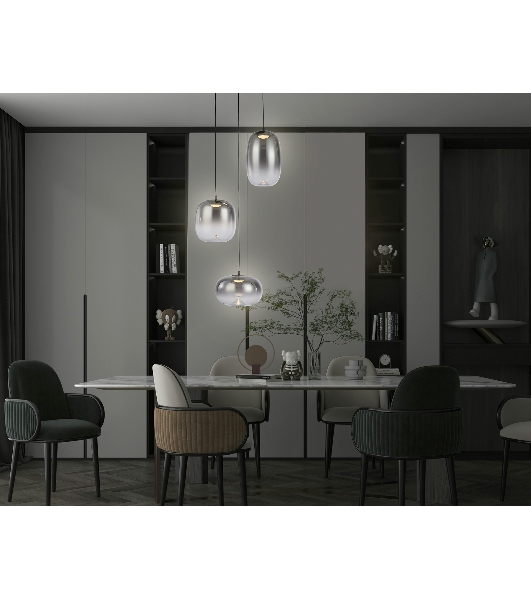 Подвесной светодиодный светильник Ambrella light LH11099/3 BK/SM черный/дымчатый 12W 3000K D350*1505