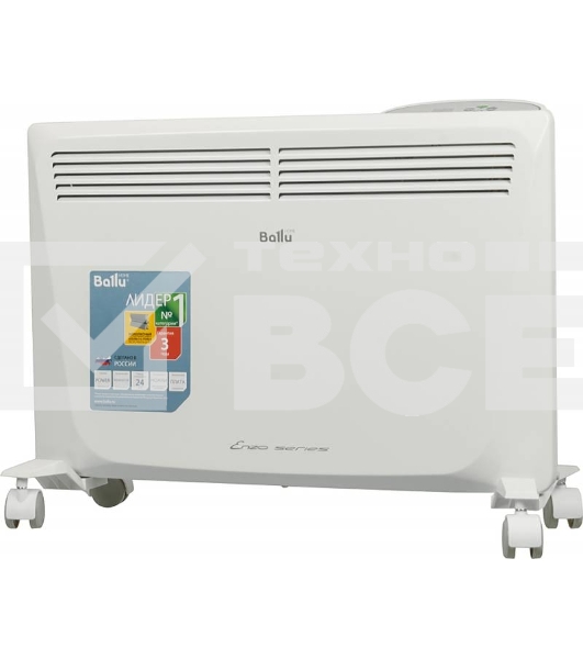 Конвектор Ballu Enzo BEC/EZER-1500 белый, 1500 Вт, 20 м2, термостат, дисплей