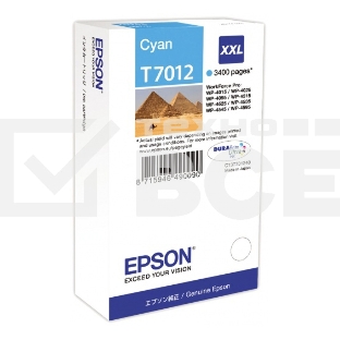Картридж струйный Epson T70124010 голубой (3400 стр.) для WorkForce WP-4015DN WP-4015, WP-4025DW WP-4025, WP-4095DN WP-4095, WP-4515DN WP-4515, WP-4525DNF WP-4525, WP-4535DWF WP-4535, WP-4595DNF WP-4595