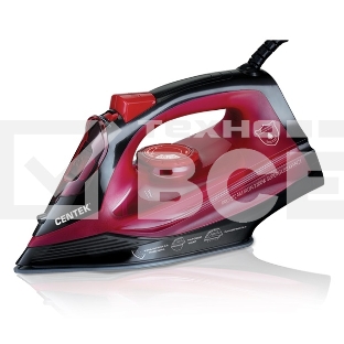 Утюг Centek CT-2351 Red (красный) 2200Вт, КЕРАМИЧЕСКАЯ подошва, 300 мл, паровой удар, самоочистка