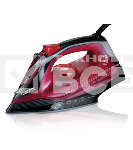 Утюг Centek CT-2351 Red (красный) 2200Вт, КЕРАМИЧЕСКАЯ подошва, 300 мл, паровой удар, самоочистка