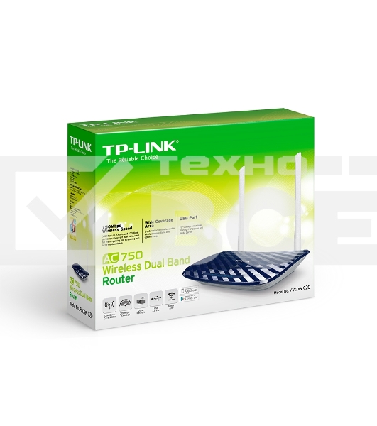 Маршрутизатор беспроводной TP-LinkArcher C20 10/100BASE-TX синий