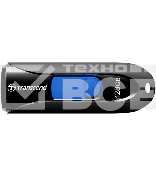 Флешка USB Transcend JetFlash 790 (TS128GJF790K), 128Gb, USB 3.0, R/W 90/40, черный/синий