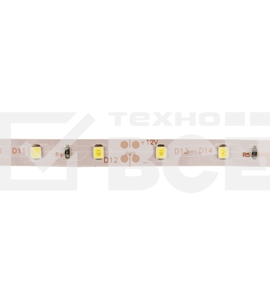 Лента LED открытая, 8 мм, IP23, SMD 2835, 60 LED/m, 12 V, цвет свечения белый