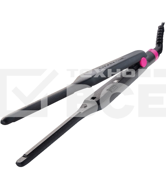 Щипцы для волос Galaxy Line GL 4522, черный, 30 Вт, керамическое покрытие рабочей поверхности, размер пластин 100х9 мм, нагревательный элемент с защитой от перегрева, температура 180°С, индикатор работы, петля для подвешивания, длина шнура 1,7