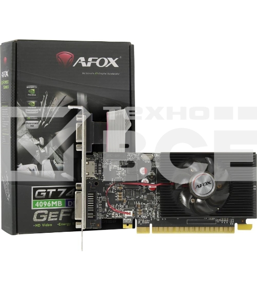 Видеокарта AFOX GeForce GT 740 Low Profile 4GB (AF740-4096D3L3) 128Bit DVI HDMI VGA, Single fan