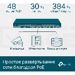 Коммутатор 48-port Gigabit PoE+ L2+ switch, 48 802.3af/at PoE+ ports, 4 Gb SFP slots, 1 RJ-45 + 1Micro-USB console ports, 348W PoE budget, фото4