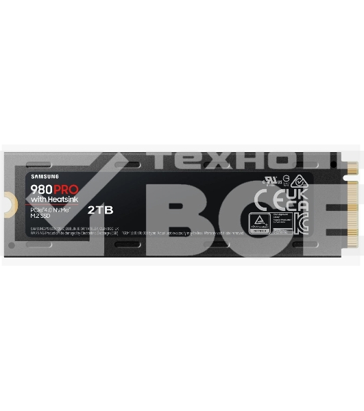 Накопитель SSD Samsung 980 PRO MZ-V8P2T0CW, 2Tb, PCIe 4.0 x4, M.2 2280, NVMe, R/W 7000/5100, с радиатором