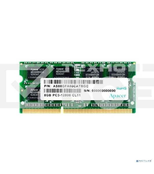 Оперативная память Apacer, DDR3, 8GB (1x8GB), 1600MHz, CL11, SO-DIMM