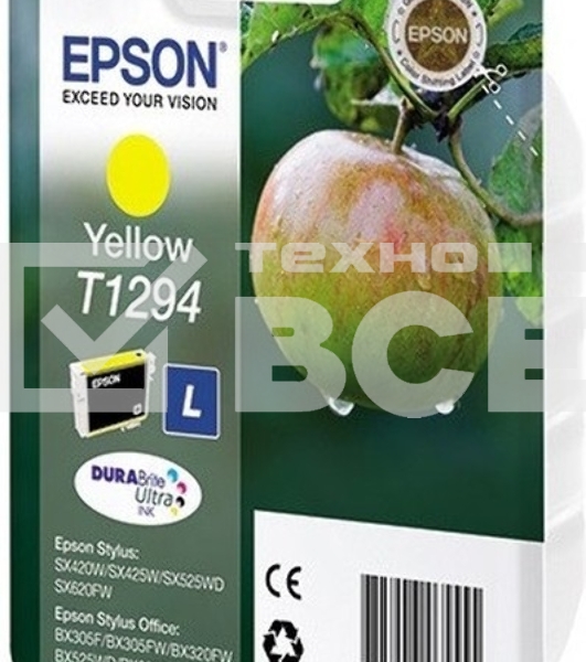 Картридж струйный Epson T1294 (C13T12944012/C13T12944011/C13T12944010) желтый, 7 мл., для SX420/425/525WD/B42WD/BX320FW