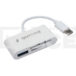 Картридер Type-C (2.0) Gembird FD2-MSD-2, 3в1: SD, TF (MicroSD), USB2.0, кабель 10см, белый, фото2