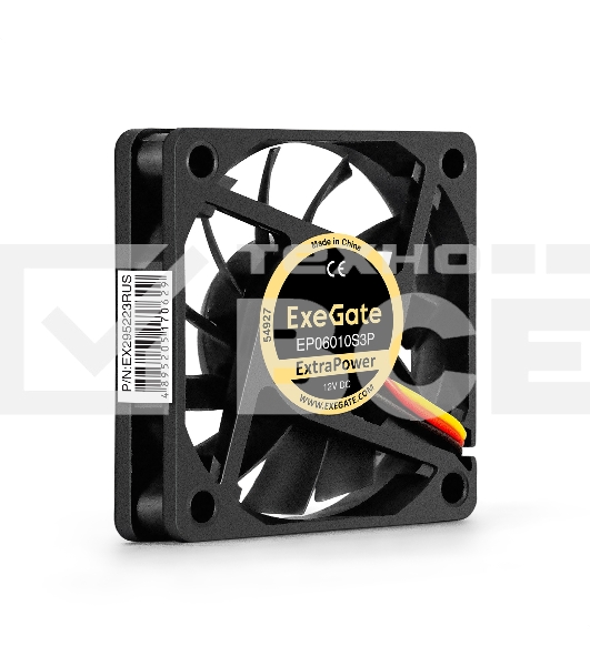 Вентилятор для корпуса ExeGate ExtraPower EP06010S3P черный, 60 мм, 3000 об/мин, 24 дБ, 3 pin