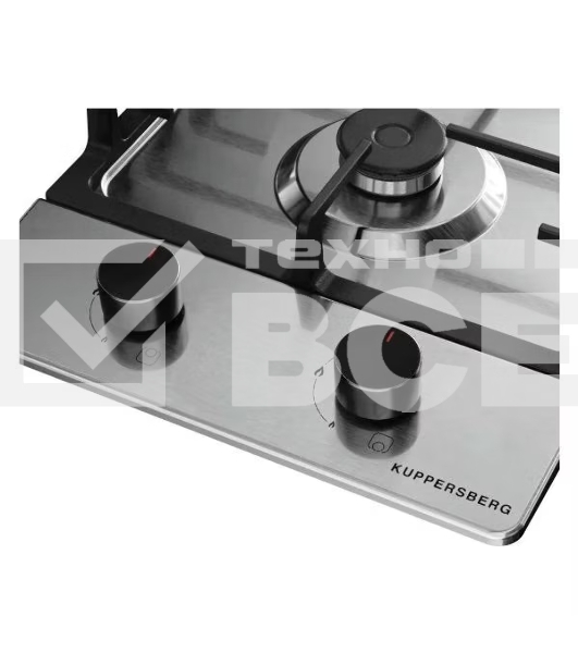 Варочная поверхность Kuppersberg FS 36 X, газ, High-Tech, 29 см, автоматический электроподжиг, газ-контроль, форсунки под сжиженый газ, SABAF конфорки, чугунные решетки, цвет нержавеющая сталь, цвет фурнитуры черный