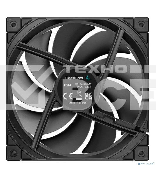 Вентилятор для корпуса DEEPCOOL FD14 черный, 140 мм, 1650 об/мин, 25.6 дБ, 4 pin