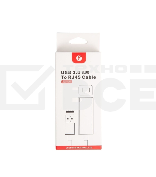 Кабель-переходник USB 3.0 (Am) --> LAN RJ-45 Ethernet 1000 Mbps, Aluminum Shell, VCOM <DU312M>