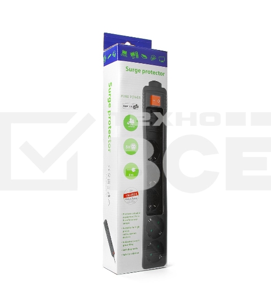 Сетевой фильтр Energenie Сетевой фильтр SPG5-C-10 3m. 16А. черный