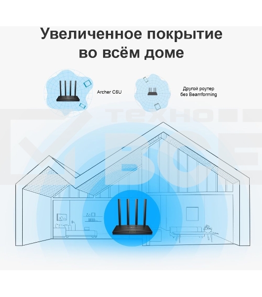Роутер беспроводной TP-Link Archer C6U AC1200 10/100/1000BASE-TX/4G ready черный