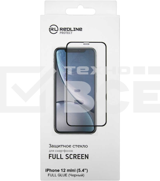 Защитное стекло для экрана Redline черный для Apple iPhone 12 mini антиблик. 1шт. (УТ000021878)