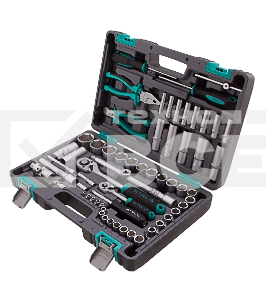 Набор инструментов STELS 141081/2'' 1/4'' CrV пластиковый кейс  69 предм.