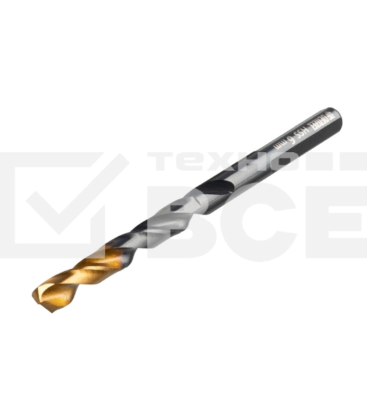 Сверло по металлу, 6 мм, HSS-Tin, Golden Tip, 10 шт. Denzel