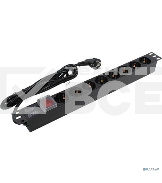 Блок розеток горизонтальный ExeGate ServerPro PDU-19H805 Al-8S-EU3-SW, 19
