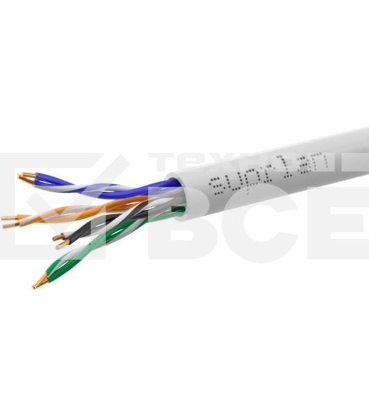 Кабель сетевой информационный Suprlan 01-0332-1, кат.5E U/UTP, 4 пары, 24AWG, PVC, внутренний, 100м, серый