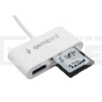 Картридер Type-C (2.0) Gembird FD2-MSD-2, 3в1: SD, TF (MicroSD), USB2.0, кабель 10см, белый, фото4