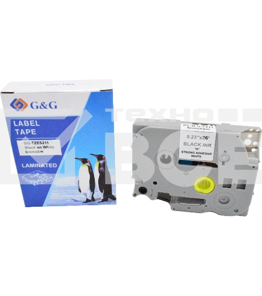 Картридж ленточный G&G GG-TZES211 черный на белом 6x8 для Brother 1010/1280/1280VP/2700VP