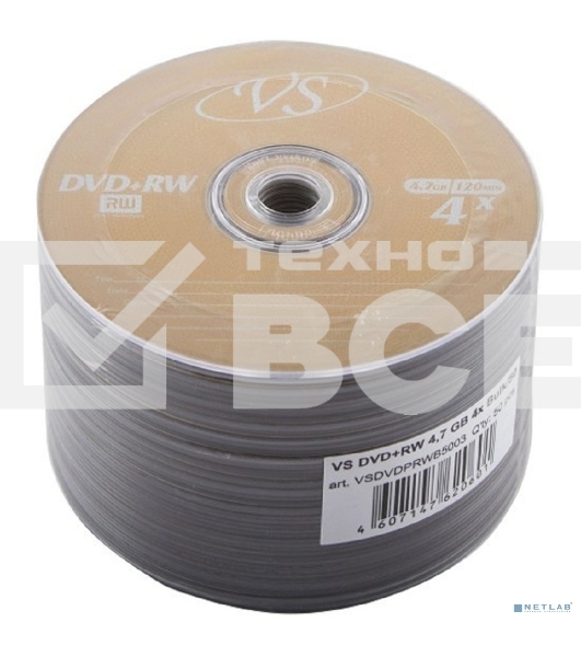 Диск DVD+RW VS 4.7 Gb, 4x, Bulk (50), (50/600).