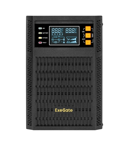 Источник бесперебойного питания On-line ExeGate PowerExpert TL-1000.LCD.AVR.2SH.USB.RS232.SNMP 1000VA/1000W, On-Line, PF=1, LCD, 2*Schuko, RS232, USB, SNMP-slot, встроенные батареи 12V 7.2Ah - 2шт, Tower, металлический корпус, черный