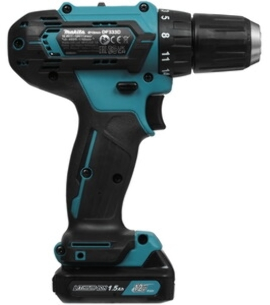 Дрель-шуруповерт Makita DF333DWYE, 12 В, 1.5 Ач, 30 Нм, щеточный