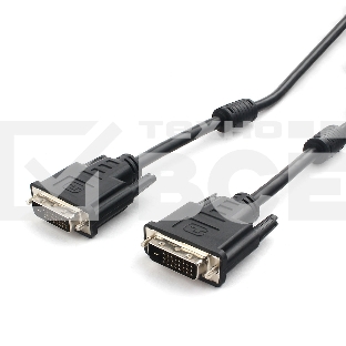 Кабель DVI-D dual link Cablexpert CC-DVI2L-BK-6, 25M/25M, 1.8м, CCS, черный, экран, феррит.кольца, пакет