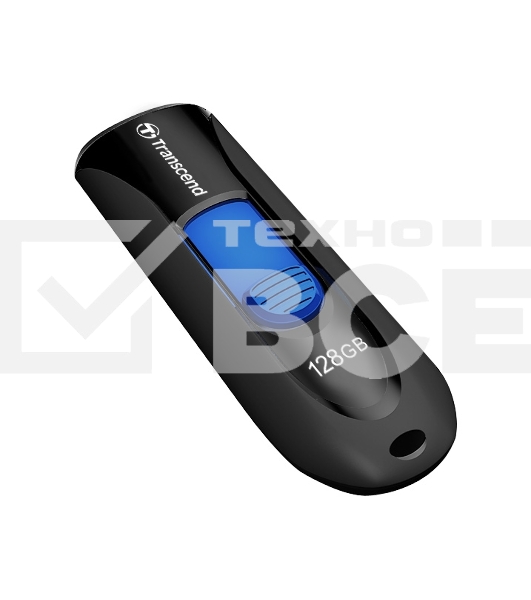 Флешка USB Transcend JetFlash 790 (TS128GJF790K), 128Gb, USB 3.0, R/W 90/40, черный/синий