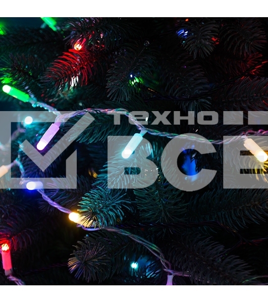 Гирлянда Нить 10м, 100 LED, цвет: RGB. свечение с динамикой  (при использовании контроллера), 230 В