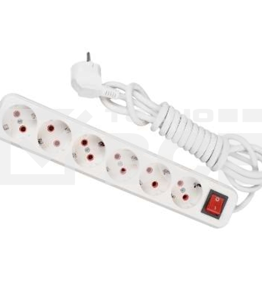 Удлинитель 6х2м с заземл. 16А IP20 с выкл. Lezard 720-0602-602