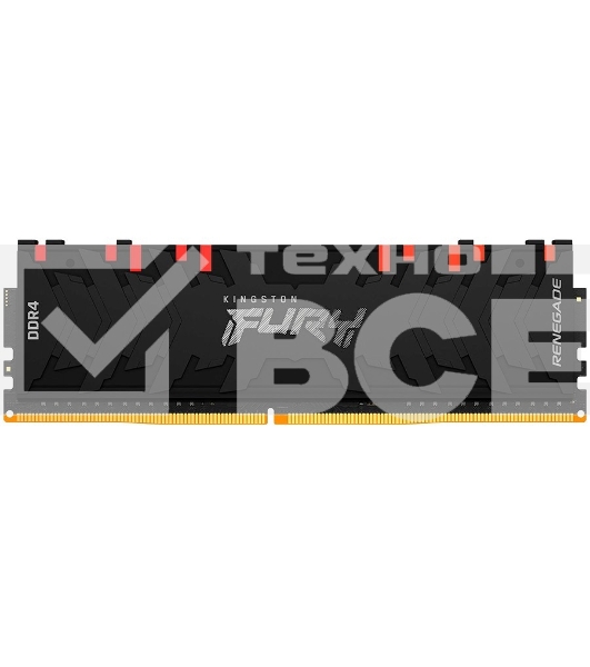 Оперативная память Kingston Fury Renegade, DDR4, 8GB (1x8GB), 3000MHz, CL15, с радиатором, RGB, чёрный