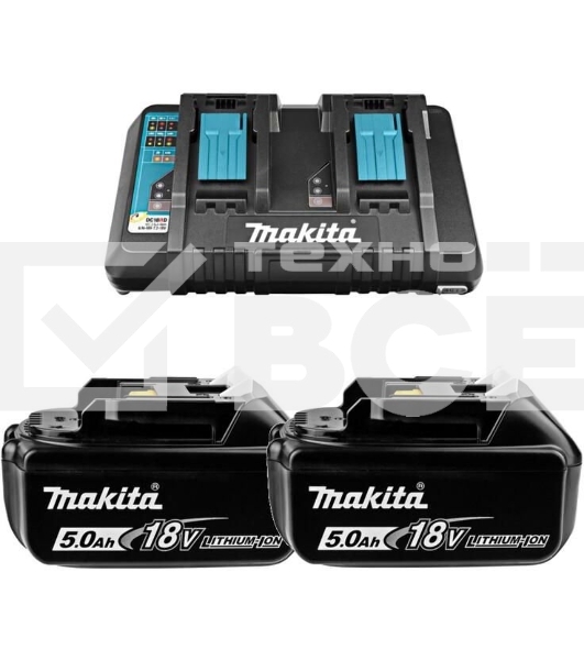 Аккумулятор+з\у Makita 191L75-3DC18RD-1шт+BL1850B-2шт,18В,5.0Ач,Li-ion,кор