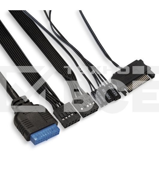 Компьютерный корпус Miditower ExeGate EVO-8225-NPX500 (ATX, БП 500NPX с вент. 12см, 2*USB+1*USB3.0, черный, 2 вент. с RGB подсветкой и полоса на передней панели, боковая панель - закаленное стекло)